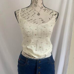 H&M Cream Floral Knit Camisole with Pink Accents